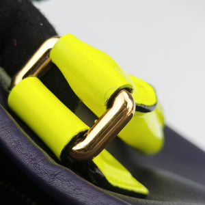 Pre-owned Loewe Amazona 36 Purple × Fluorescent Yellow Leather  handbag | stylenewstar