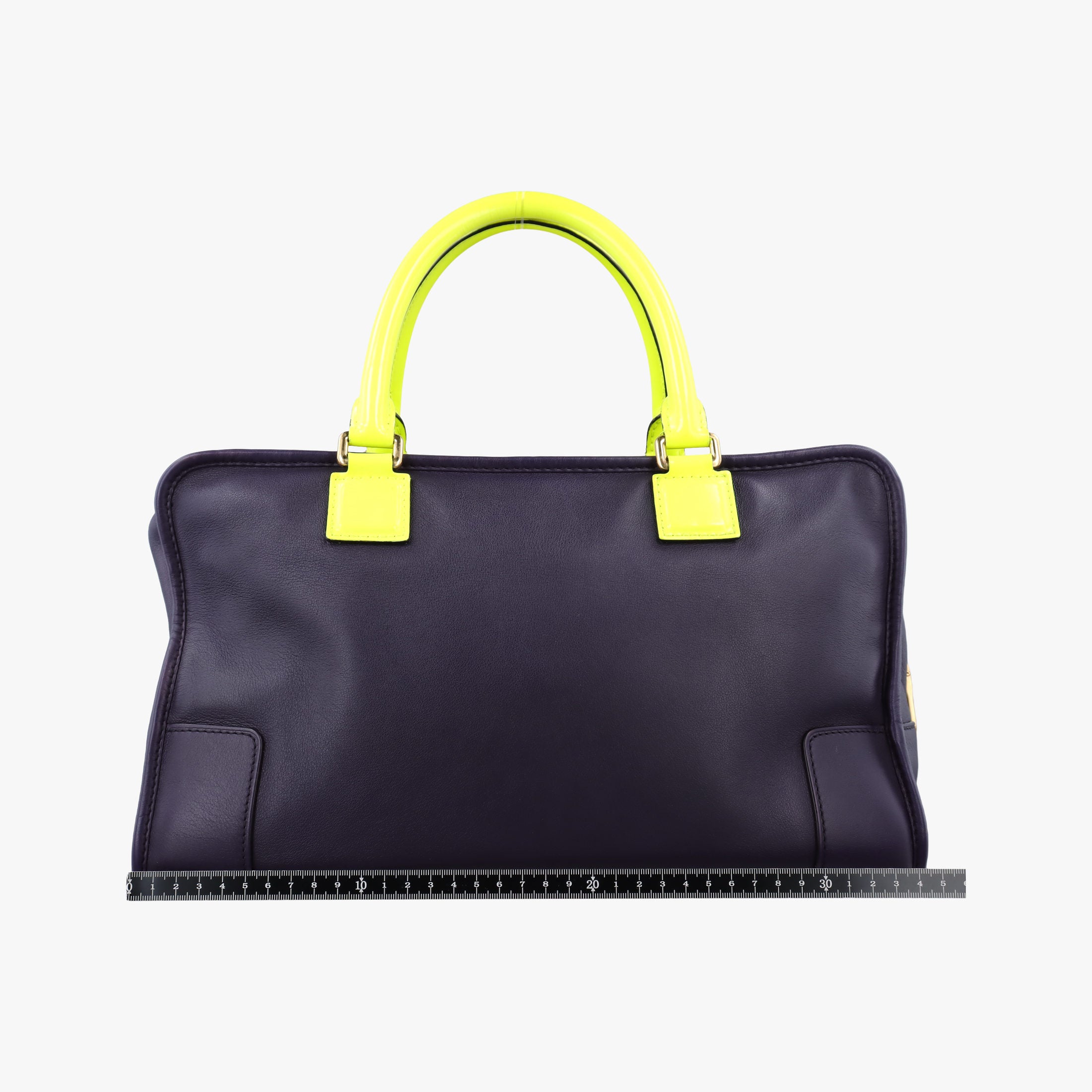 Pre-owned Loewe Amazona 36 Purple × Fluorescent Yellow Leather  handbag | stylenewstar