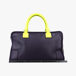 Pre-owned Loewe Amazona 36 Purple × Fluorescent Yellow Leather  handbag | stylenewstar