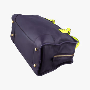 Pre-owned Loewe Amazona 36 Purple × Fluorescent Yellow Leather  handbag | stylenewstar