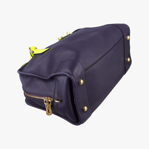Pre-owned Loewe Amazona 36 Purple × Fluorescent Yellow Leather  handbag | stylenewstar