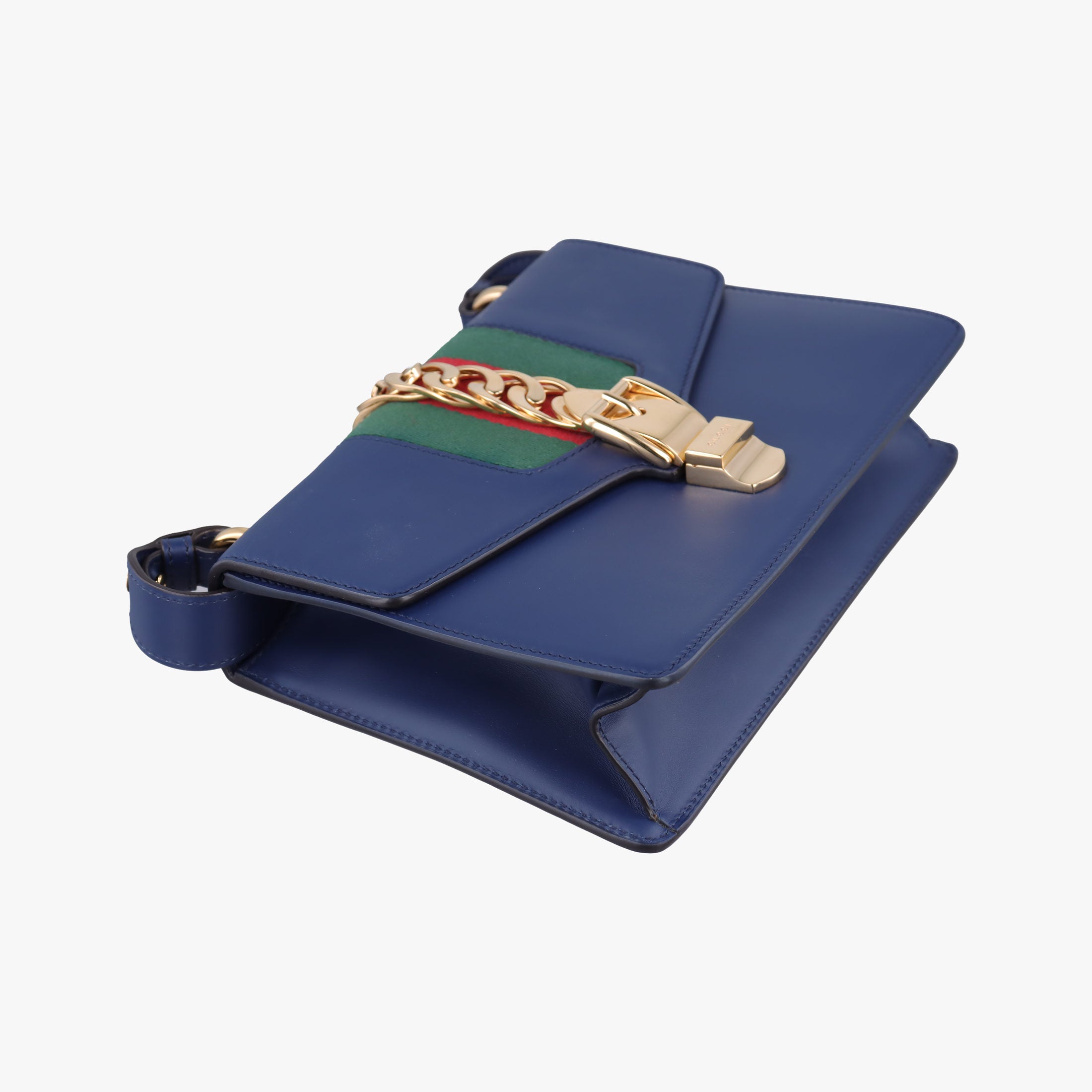 Pre-owned Gucci Sylvie Navy Leather 421882 shoulderbag | stylenewstar