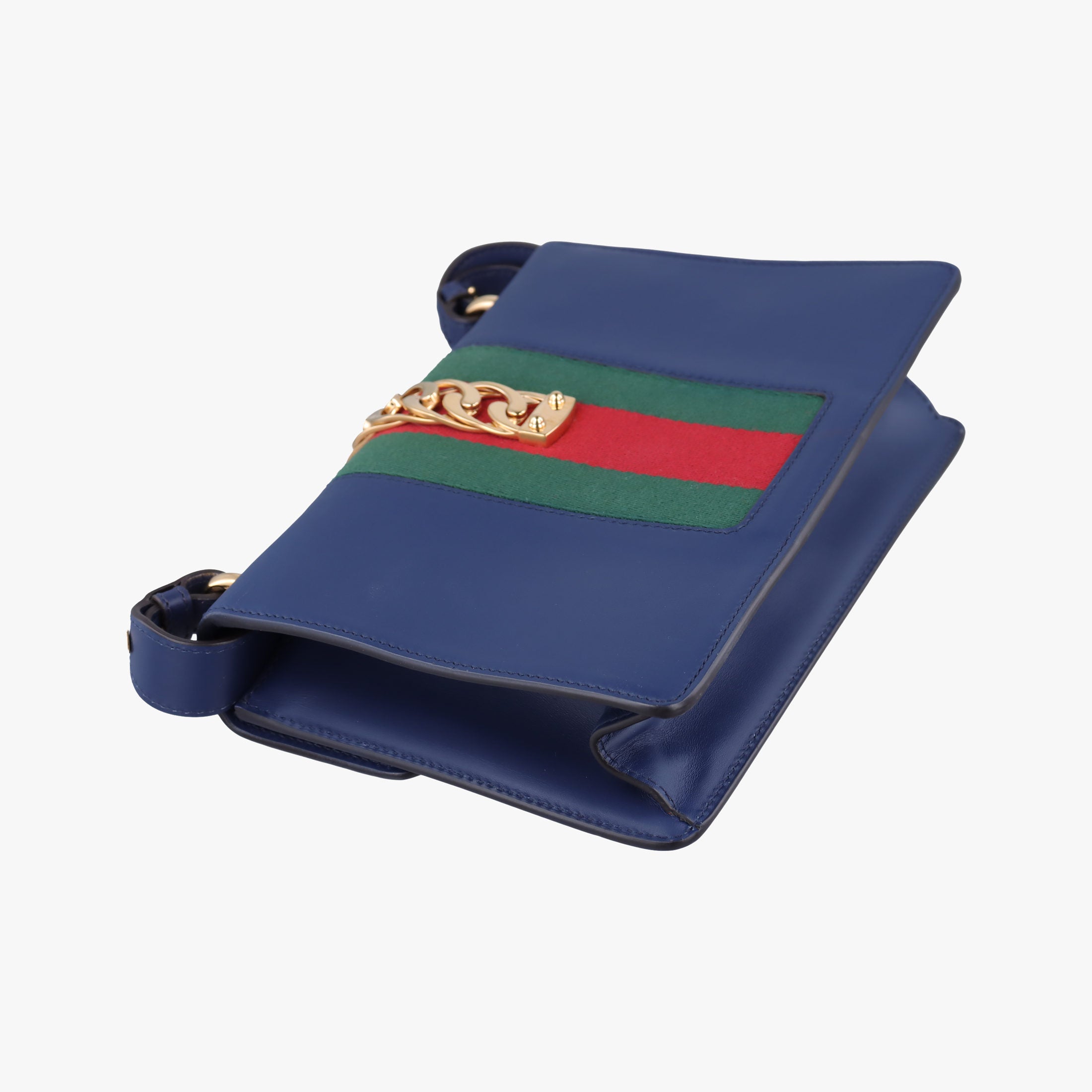 Pre-owned Gucci Sylvie Navy Leather 421882 shoulderbag | stylenewstar