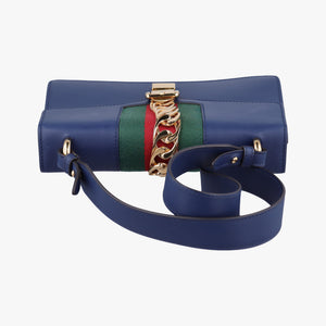 Pre-owned Gucci Sylvie Navy Leather 421882 shoulderbag | stylenewstar