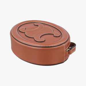 Pre-owned Celine Oval Purse Cuir Triomphe Brown Leather  shoulderbag | stylenewstar