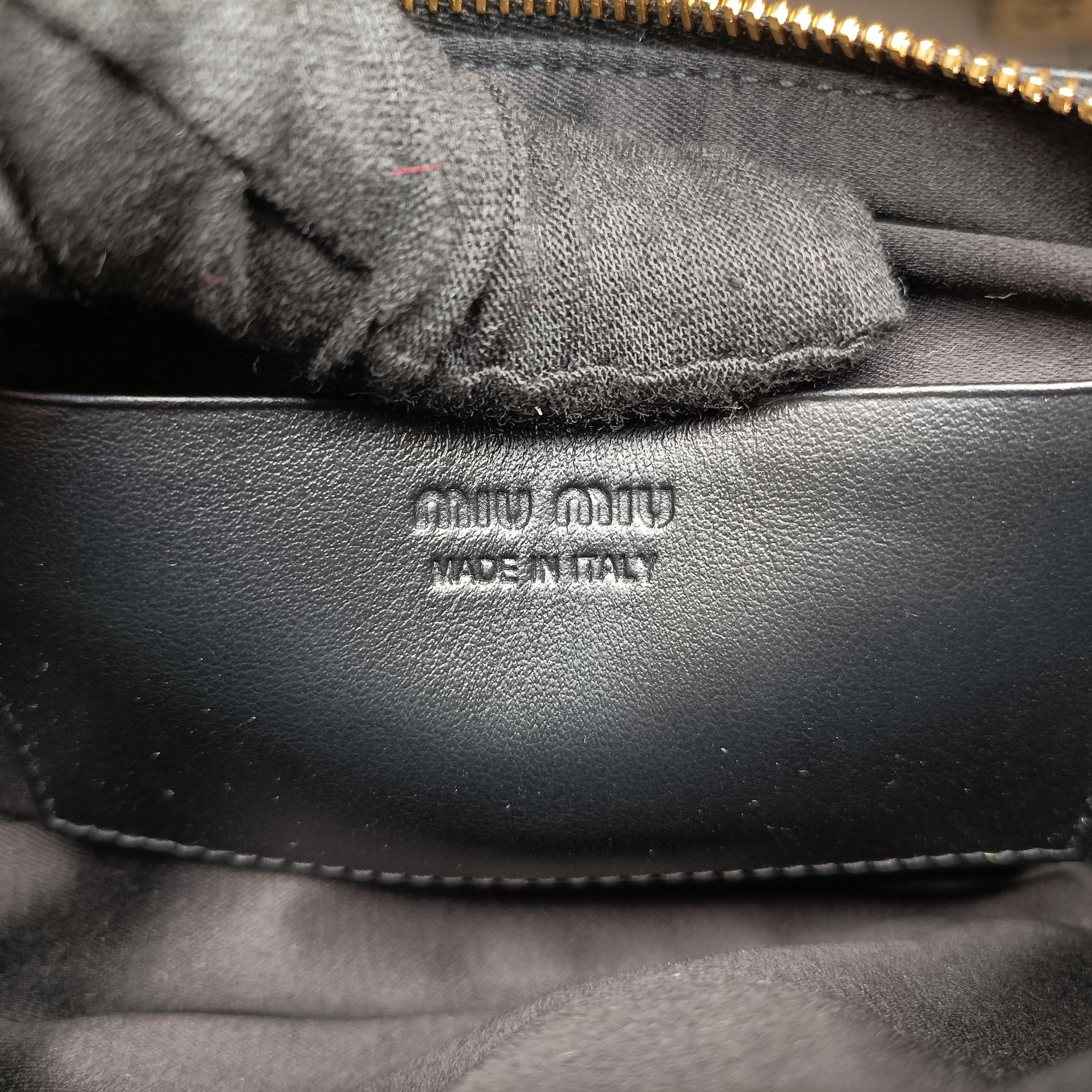 Pre-owned Miu Miu logo Black leather  bum bag/waist bag | stylenewstar