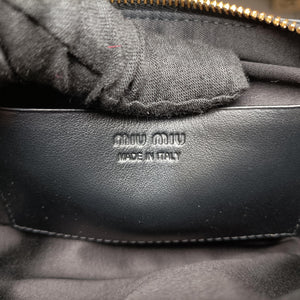 Pre-owned Miu Miu logo Black leather  bum bag/waist bag | stylenewstar