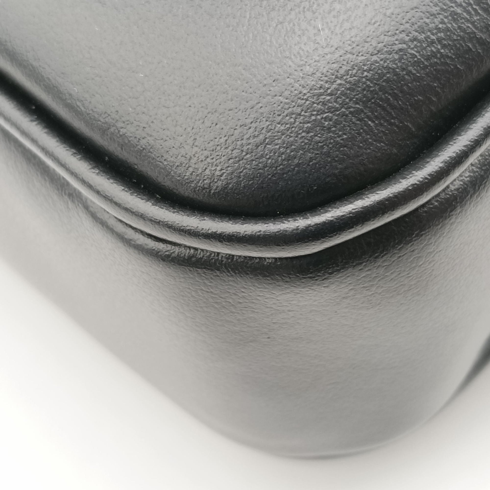 Pre-owned Miu Miu logo Black leather  bum bag/waist bag | stylenewstar