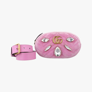 Secondhand Gucci GG Marmont Pink velour 476434 bum bag/waist bag | stylenewstar