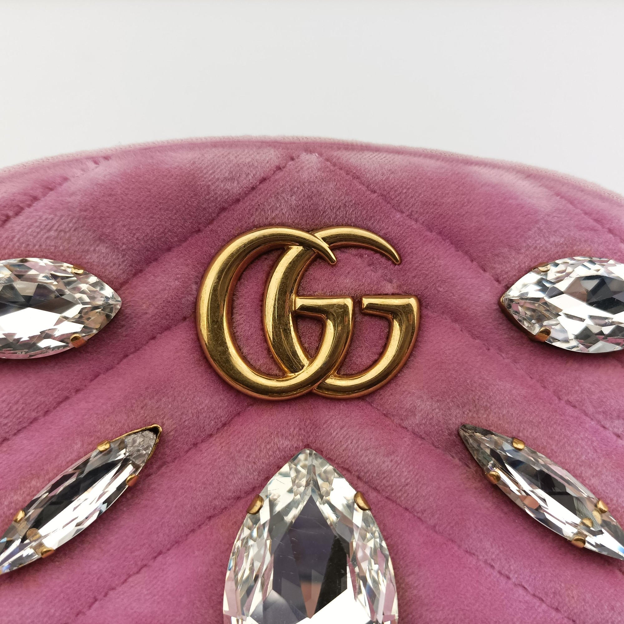 Secondhand Gucci GG Marmont Pink velour 476434 bum bag/waist bag | stylenewstar