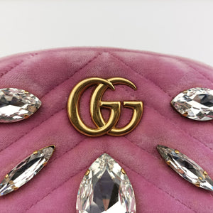 Secondhand Gucci GG Marmont Pink velour 476434 bum bag/waist bag | stylenewstar