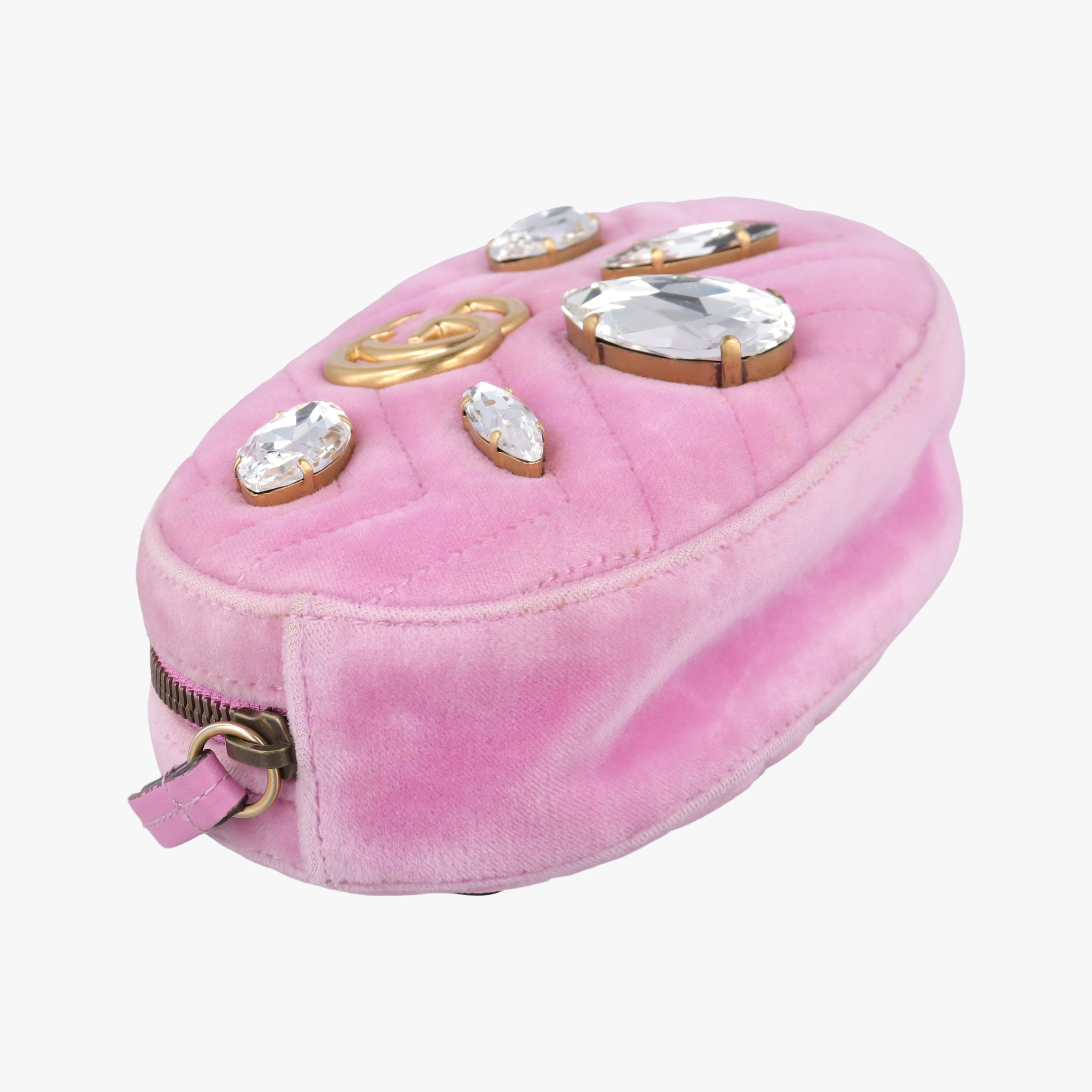 Secondhand Gucci GG Marmont Pink velour 476434 bum bag/waist bag | stylenewstar