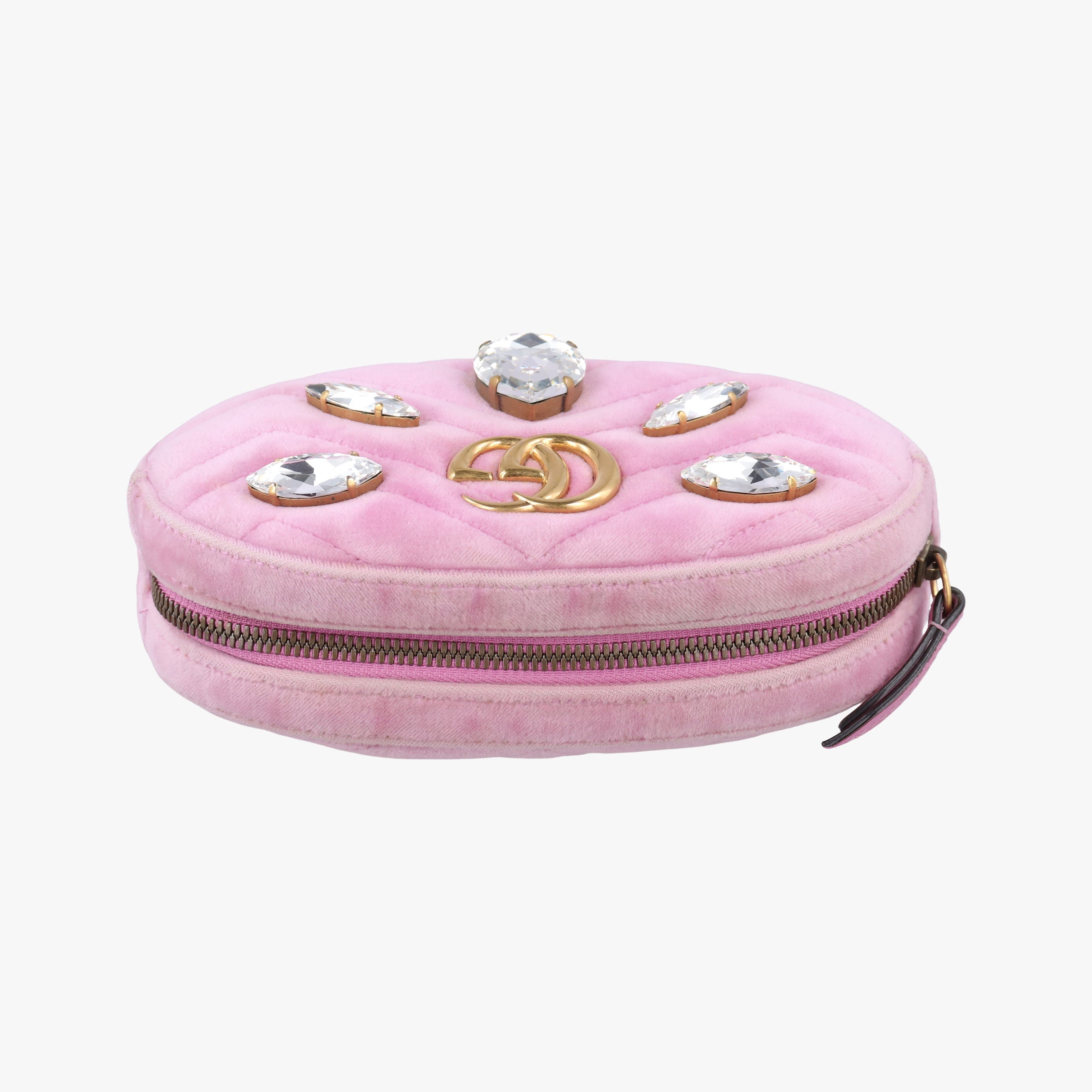 Secondhand Gucci GG Marmont Pink velour 476434 bum bag/waist bag | stylenewstar