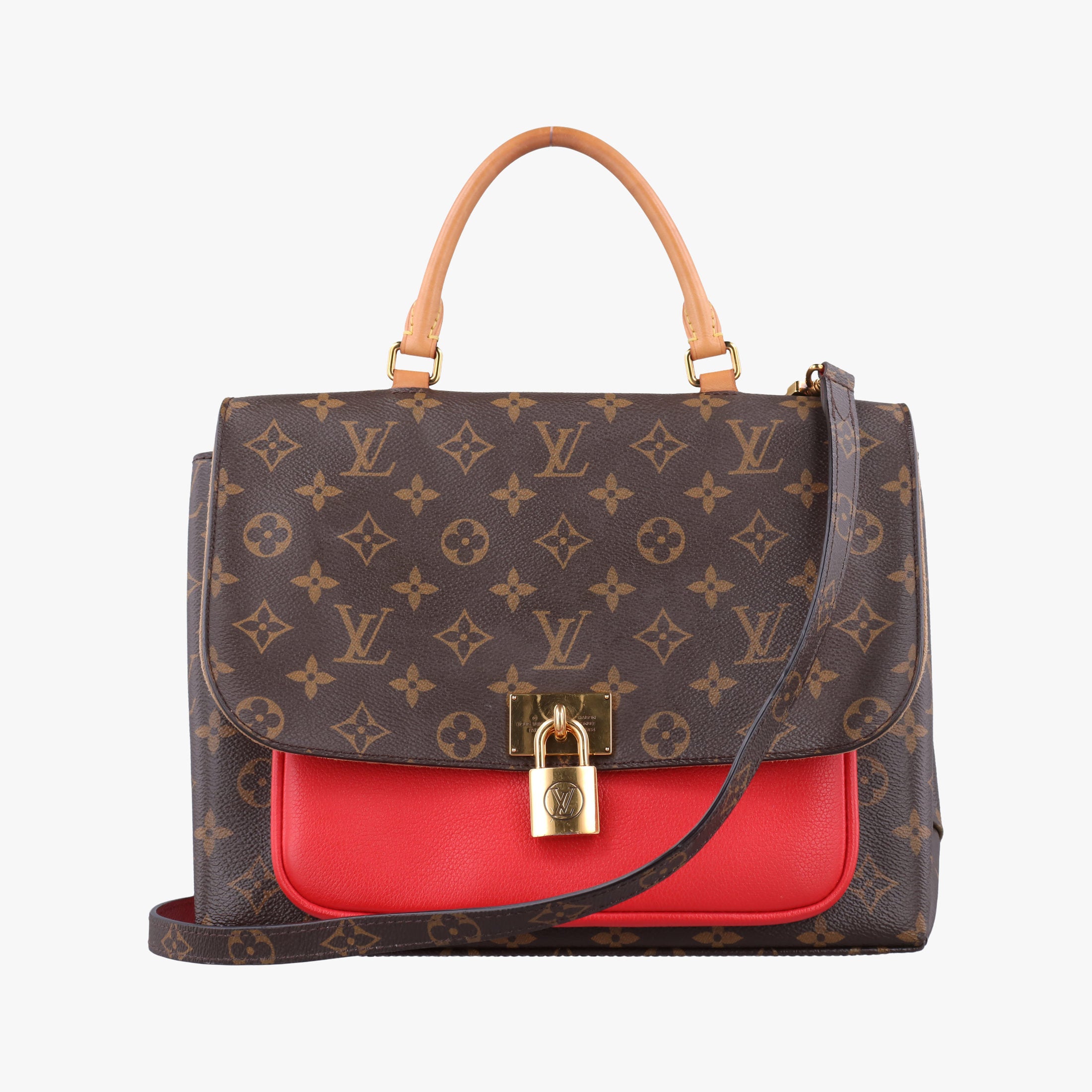 Pre-owned Louis Vuitton MARIGNAN Brown×COQUELICOT Monogram Canvas×calf leather M44544 shoulderbag | stylenewstar