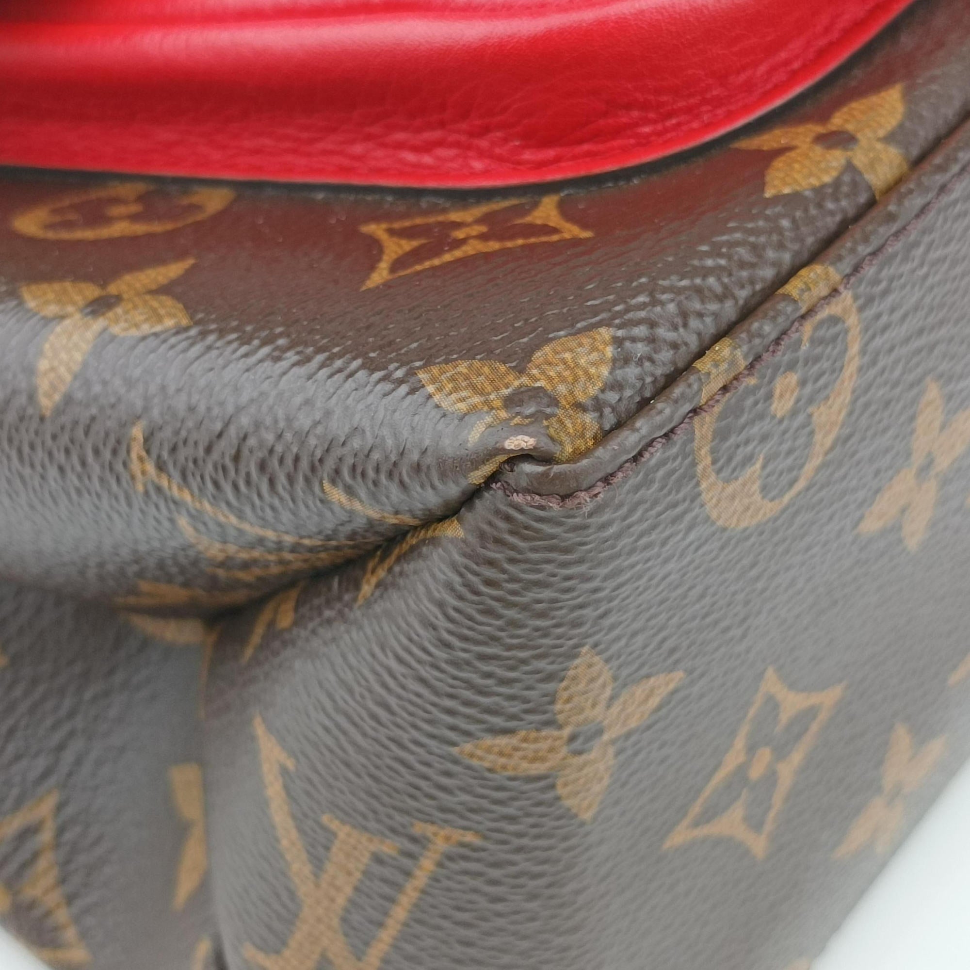 Pre-owned Louis Vuitton MARIGNAN Brown×COQUELICOT Monogram Canvas×calf leather M44544 shoulderbag | stylenewstar