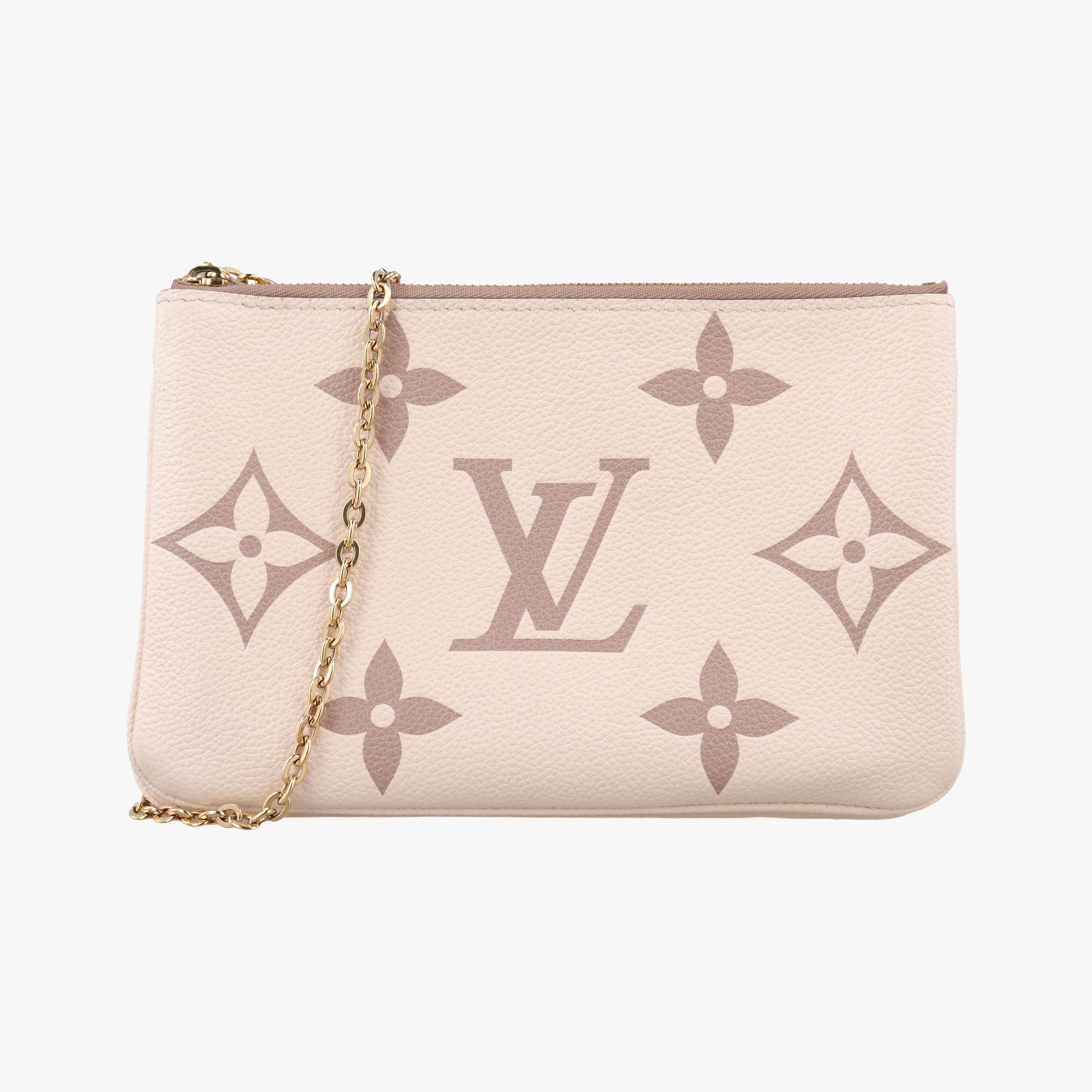 Vintage Louis Vuitton Bicolor Pochette Double Cream × Bois de Rose Monogram Empreinte M80084 shoulderbag | stylenewstar