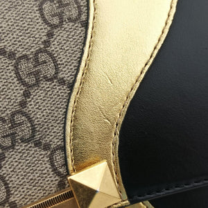 Pre-owned Gucci Osiride GG Supreme Beige × Gold × Black PVC coated canvas×Leather 497996 shoulderbag | stylenewstar
