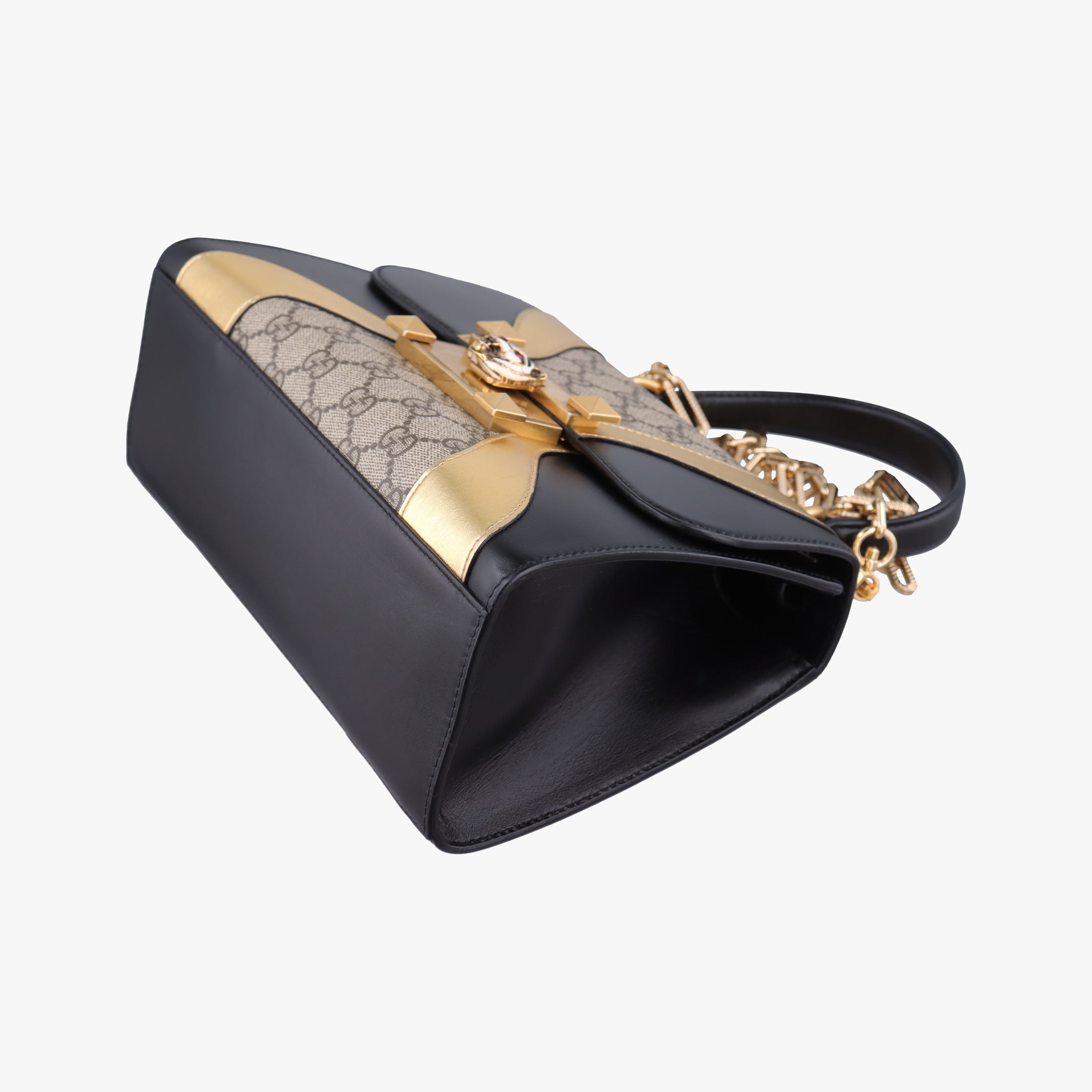 Pre-owned Gucci Osiride GG Supreme Beige × Gold × Black PVC coated canvas×Leather 497996 shoulderbag | stylenewstar