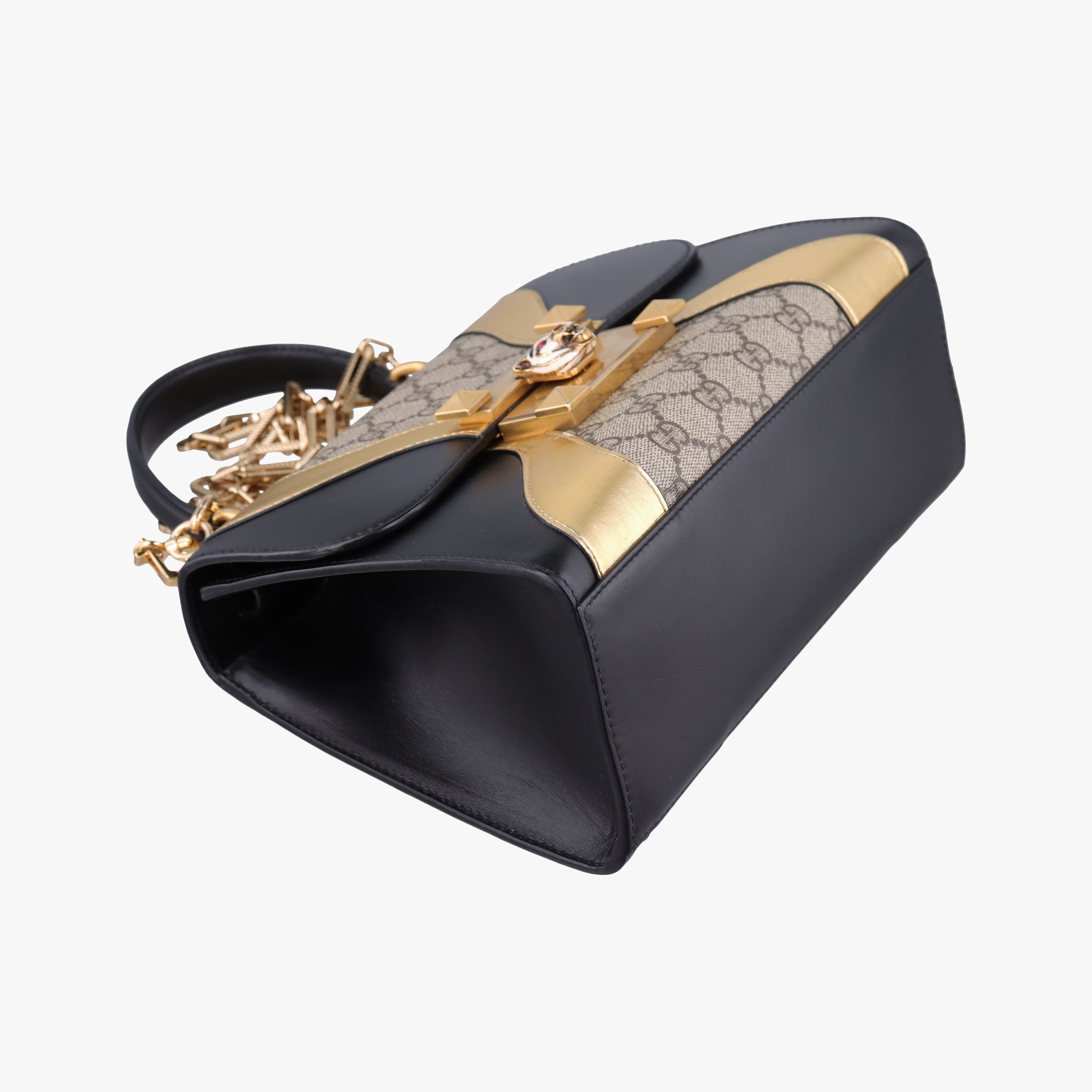 Pre-owned Gucci Osiride GG Supreme Beige × Gold × Black PVC coated canvas×Leather 497996 shoulderbag | stylenewstar