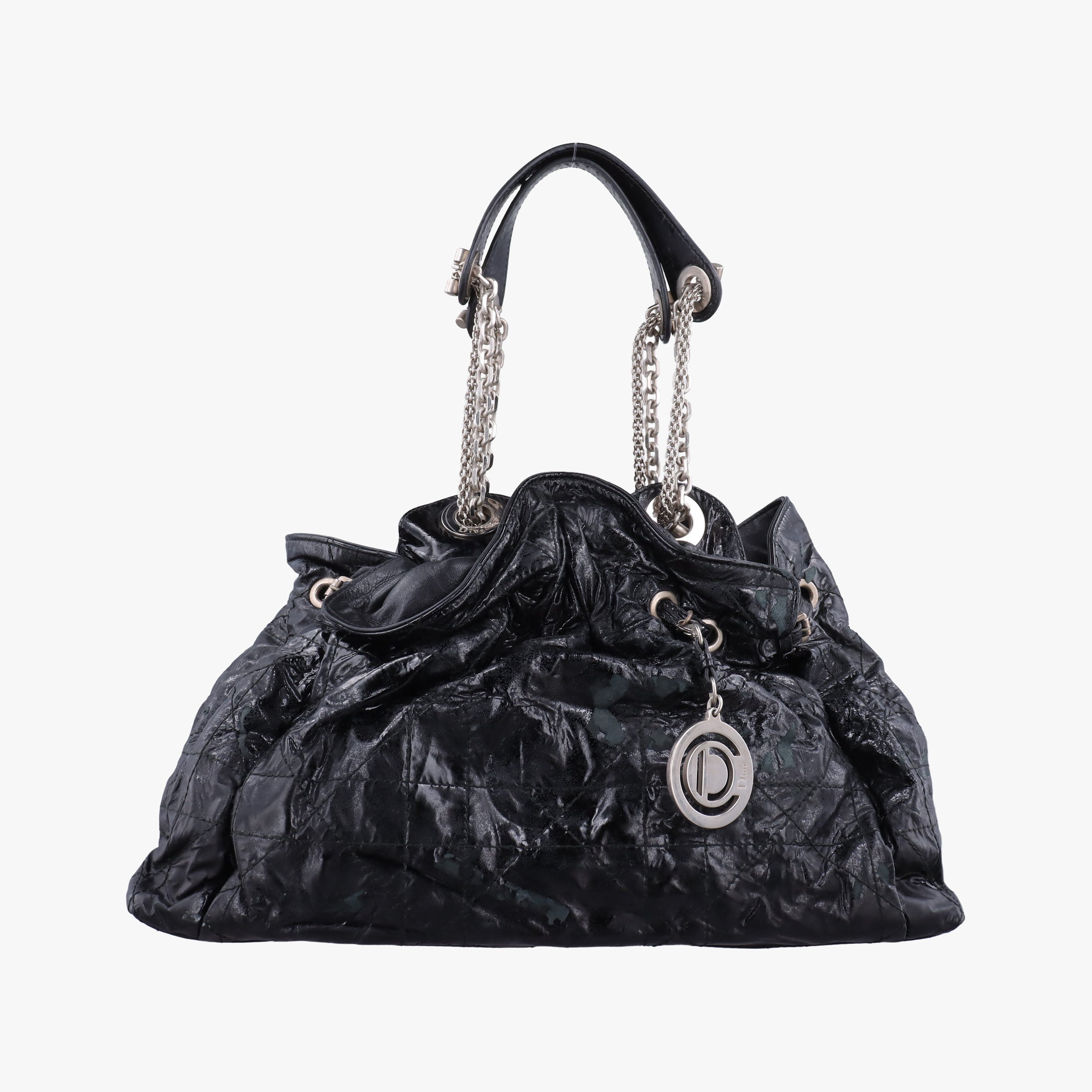 Pre-owned Christian Dior Le Trente Cannage Black Patent  shoulderbag | stylenewstar