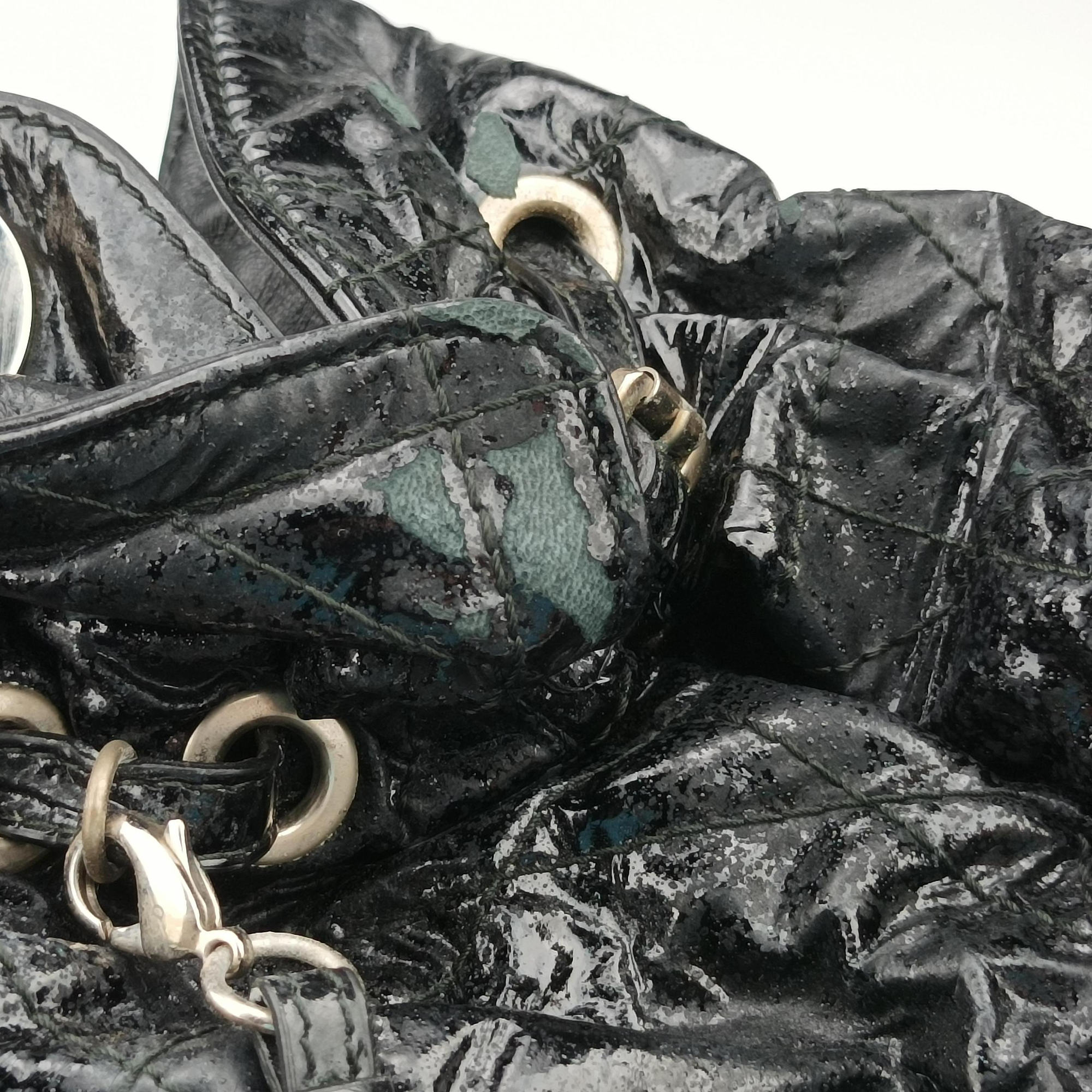 Pre-owned Christian Dior Le Trente Cannage Black Patent  shoulderbag | stylenewstar