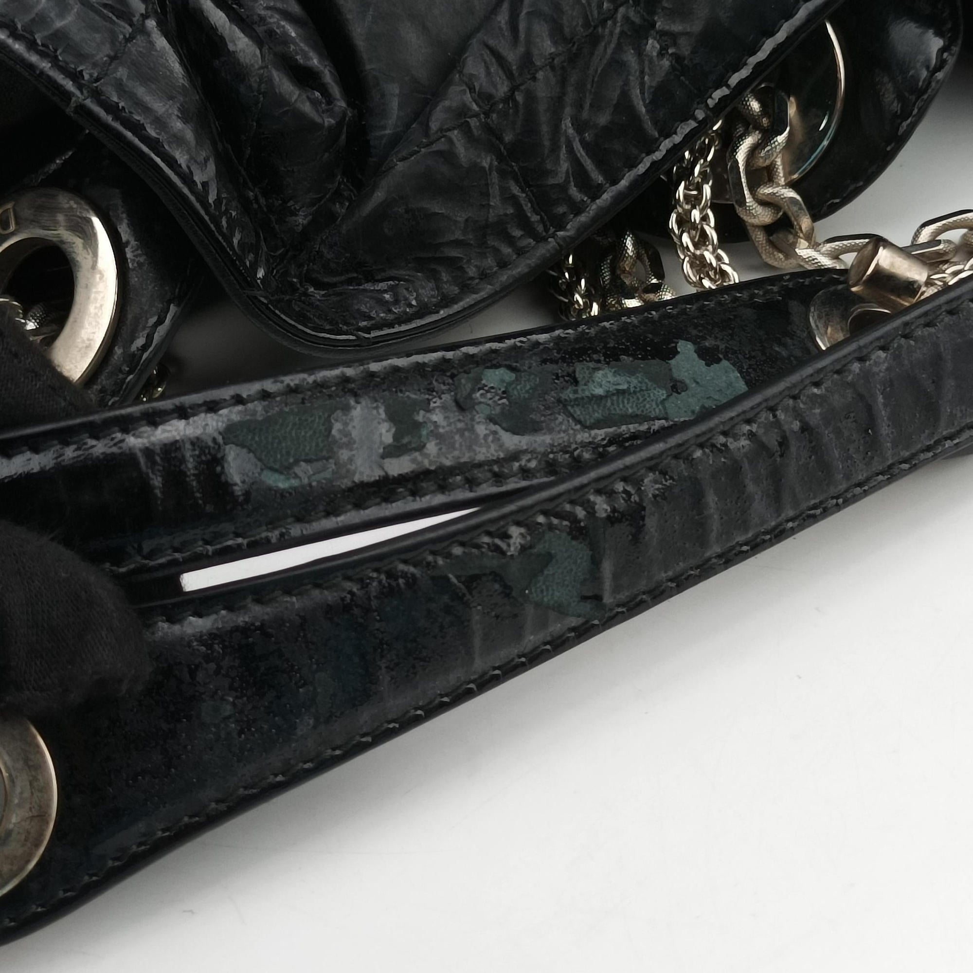 Pre-owned Christian Dior Le Trente Cannage Black Patent  shoulderbag | stylenewstar