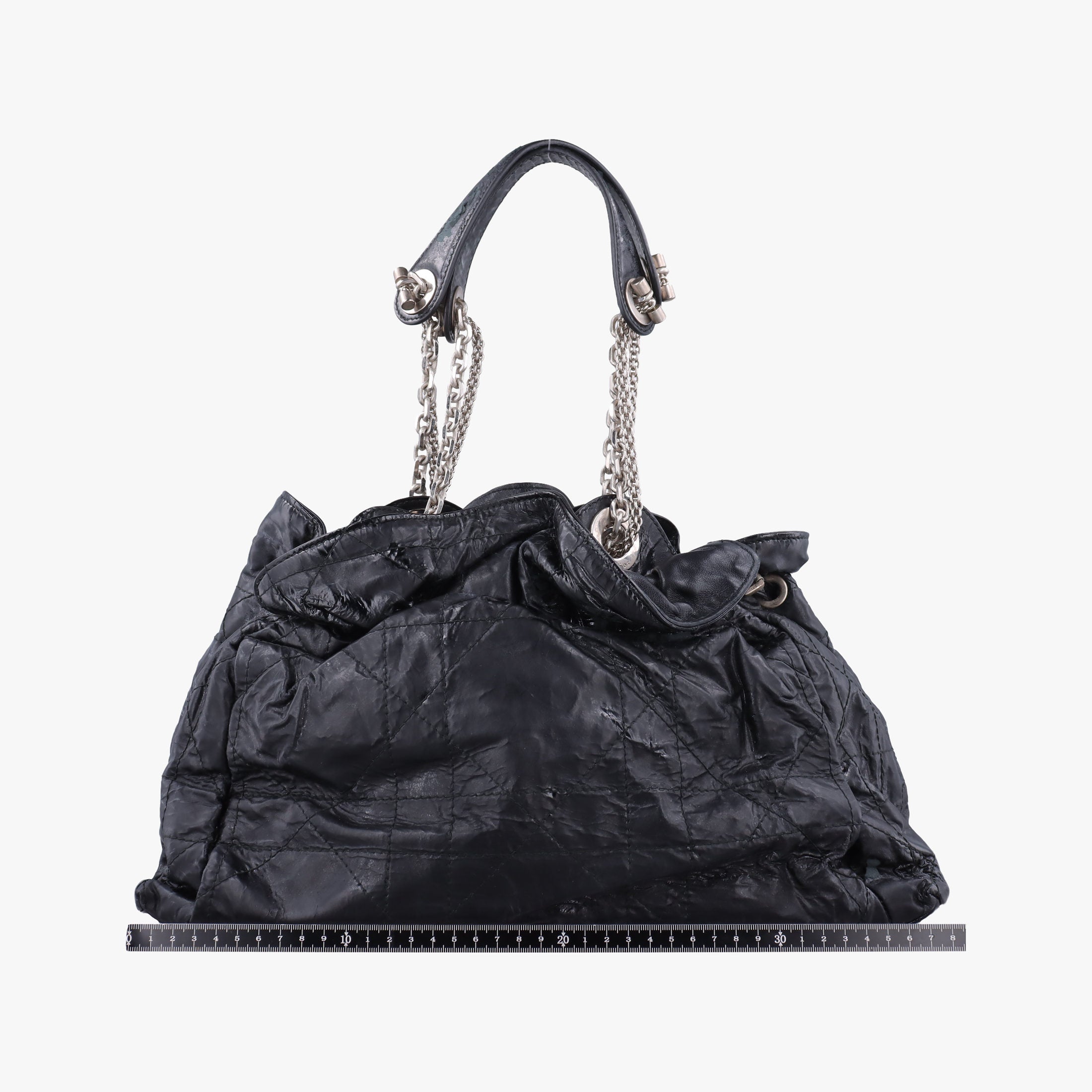 Pre-owned Christian Dior Le Trente Cannage Black Patent  shoulderbag | stylenewstar