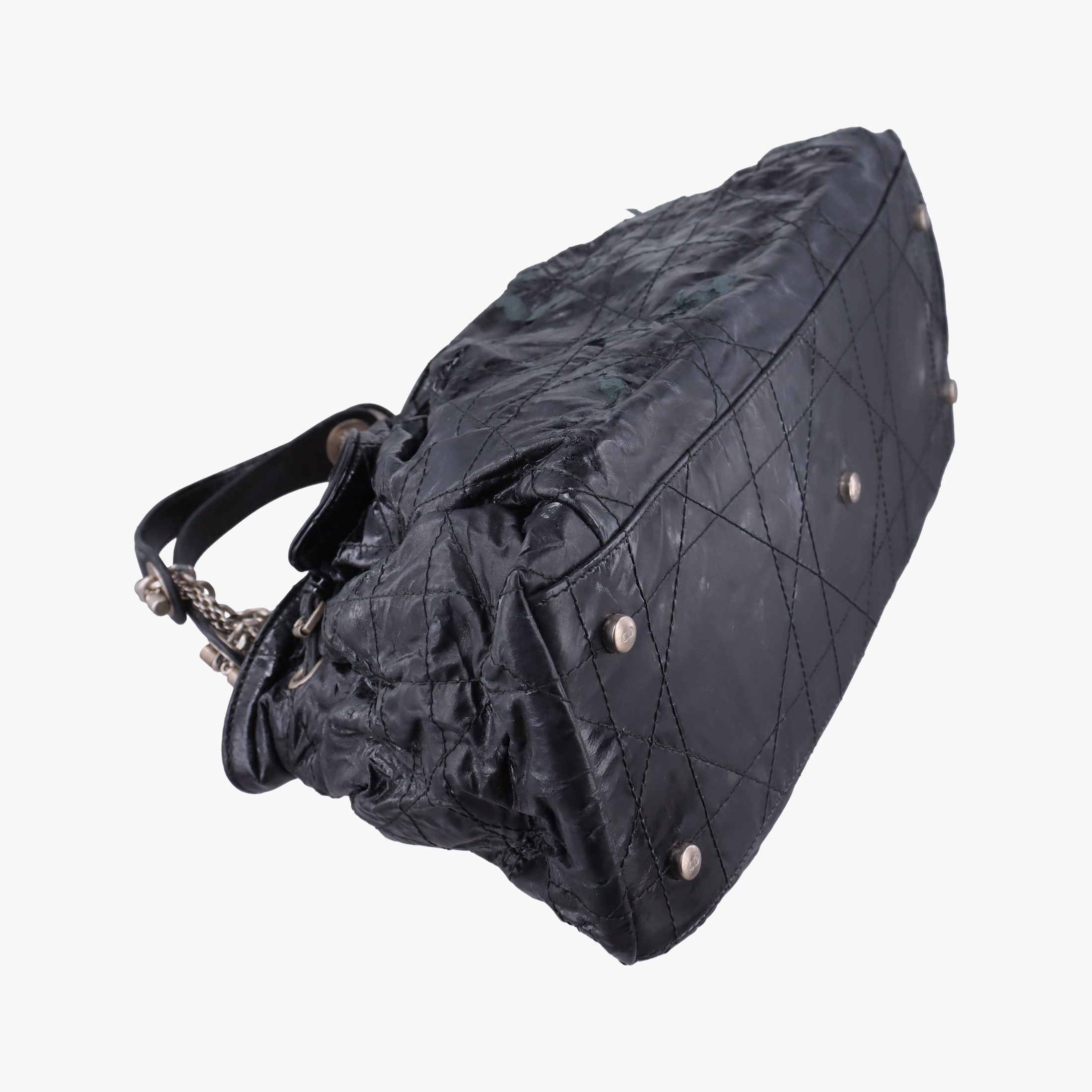 Pre-owned Christian Dior Le Trente Cannage Black Patent  shoulderbag | stylenewstar