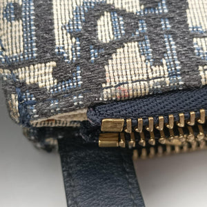 Pre-owned Christian Dior Saddle Navy×Gray Jacquard  shoulderbag | stylenewstar
