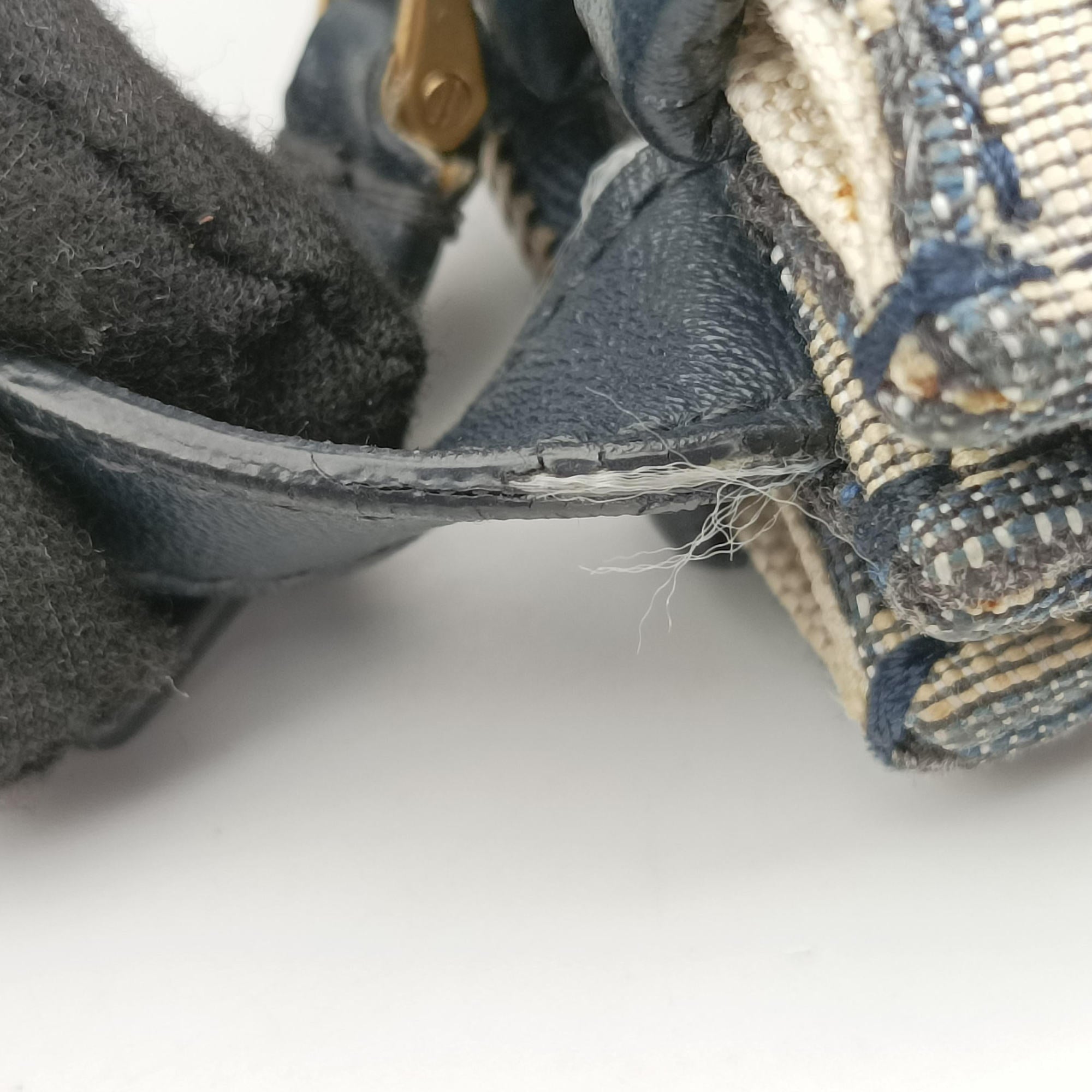 Pre-owned Christian Dior Saddle Navy×Gray Jacquard  shoulderbag | stylenewstar