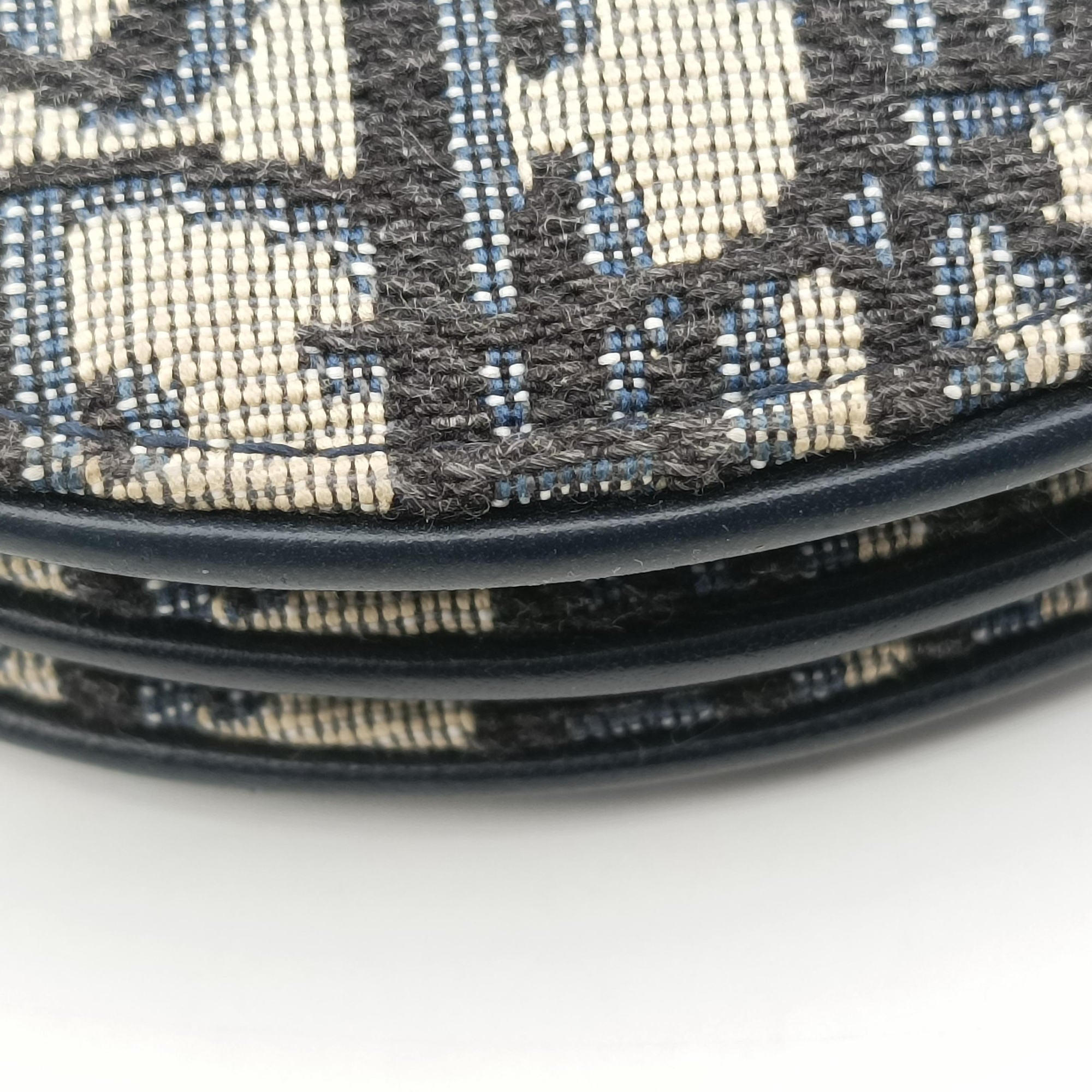 Pre-owned Christian Dior Saddle Navy×Gray Jacquard  shoulderbag | stylenewstar