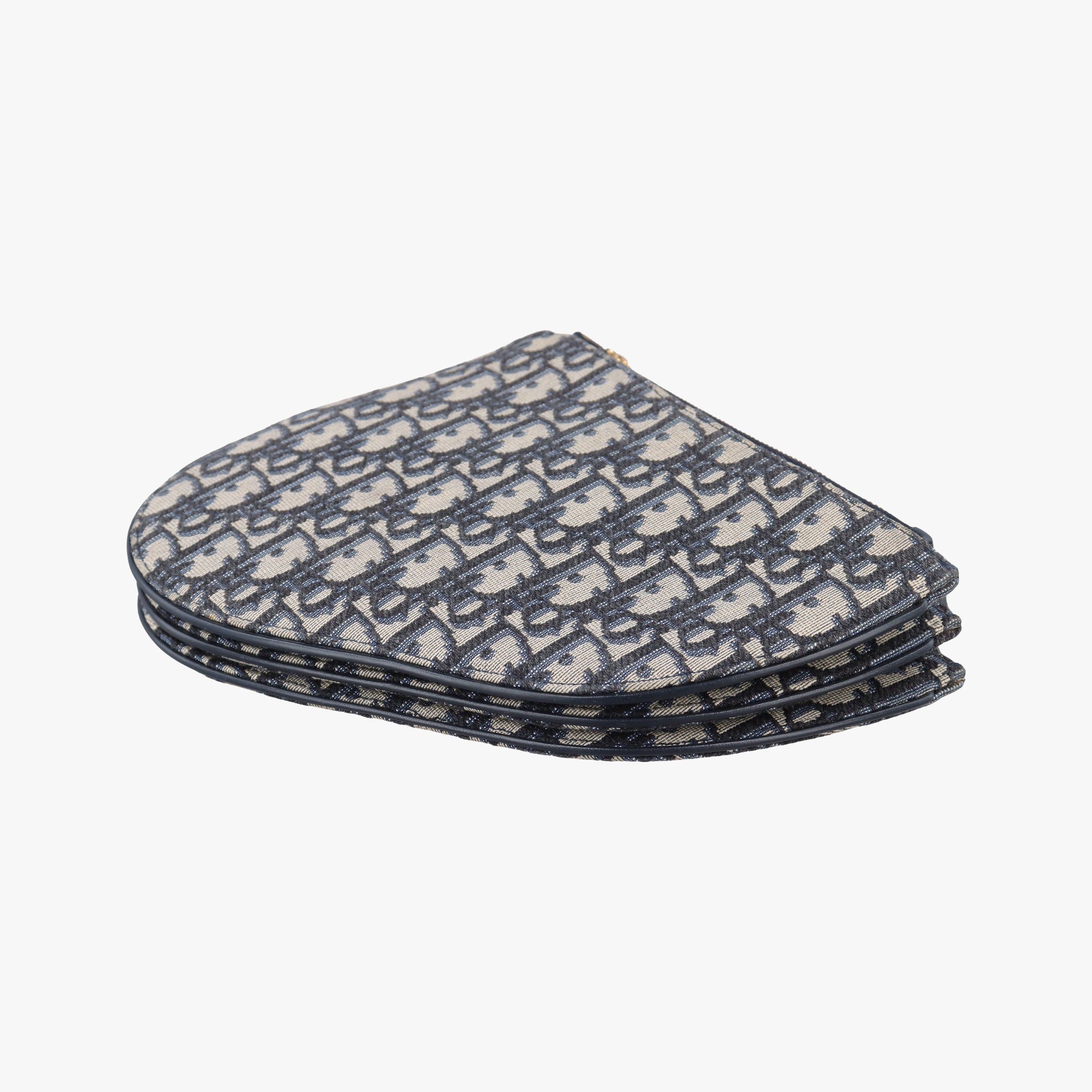 Pre-owned Christian Dior Saddle Navy×Gray Jacquard  shoulderbag | stylenewstar