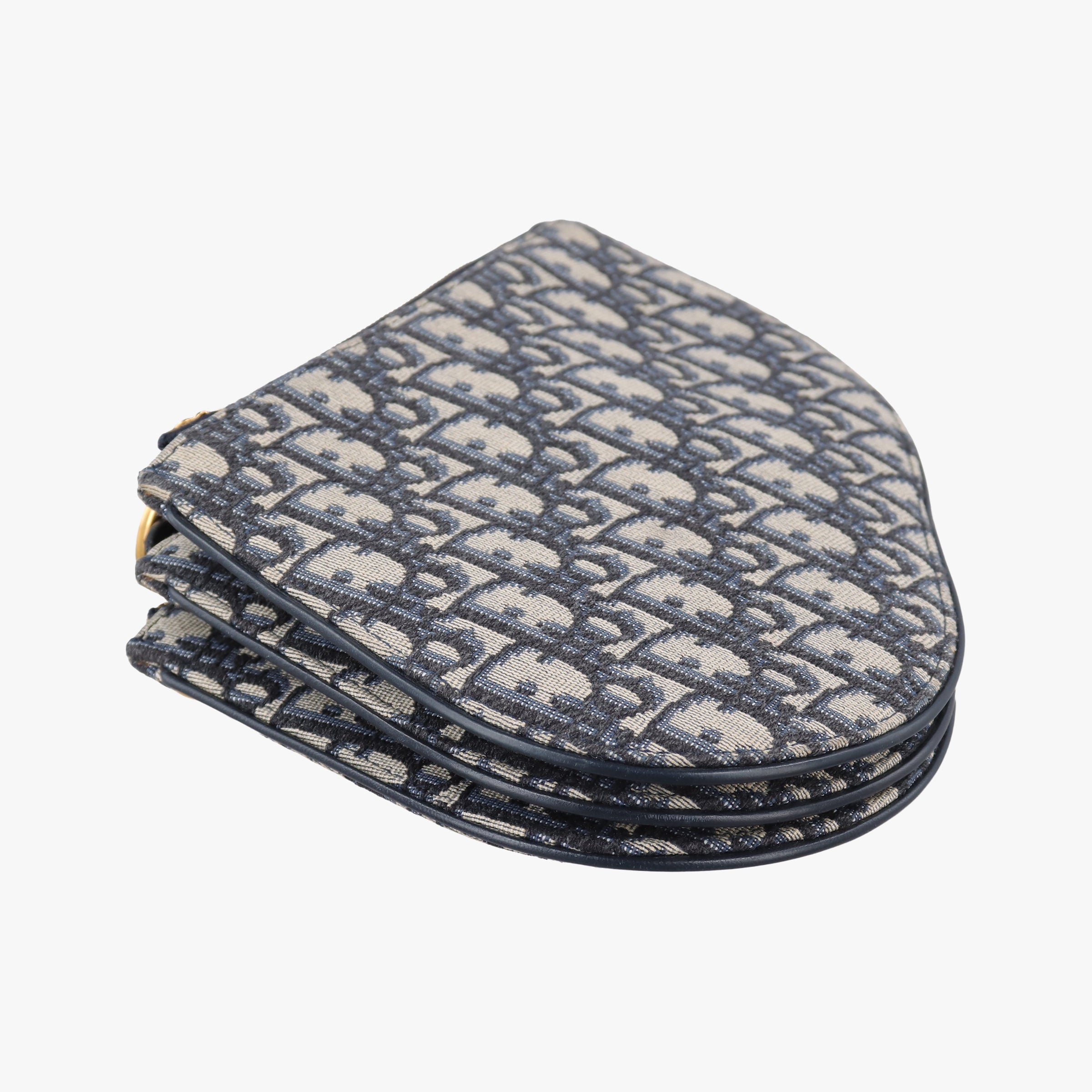 Pre-owned Christian Dior Saddle Navy×Gray Jacquard  shoulderbag | stylenewstar