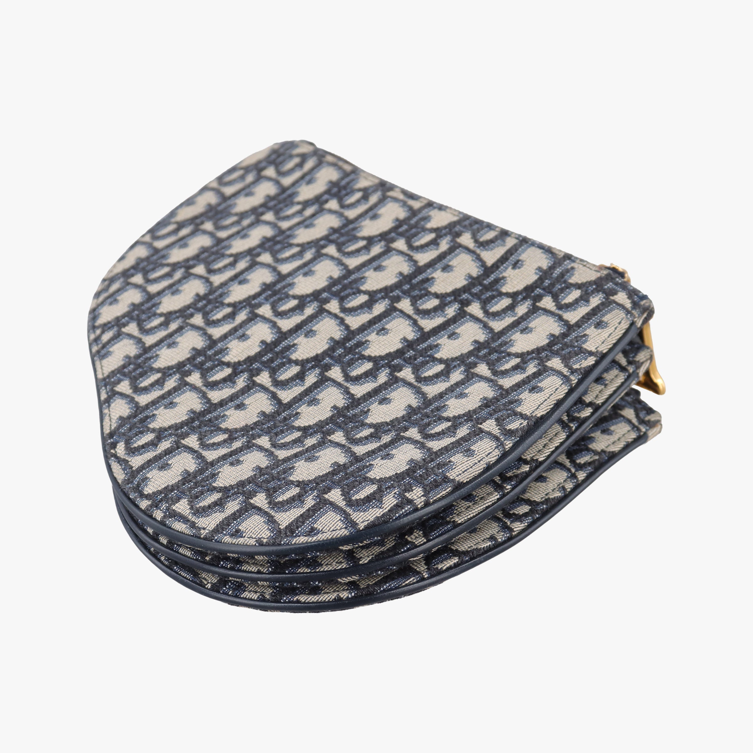 Pre-owned Christian Dior Saddle Navy×Gray Jacquard  shoulderbag | stylenewstar