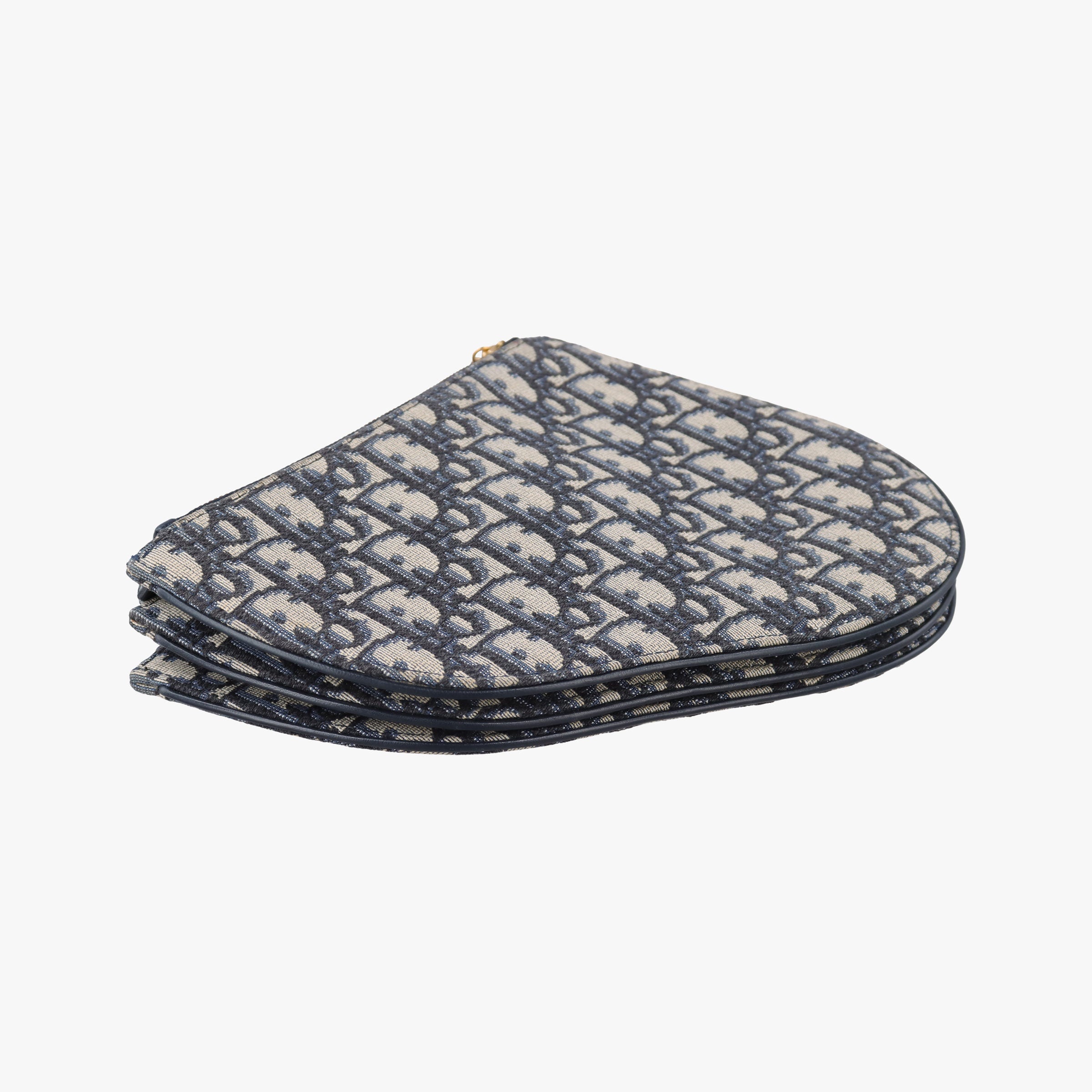 Pre-owned Christian Dior Saddle Navy×Gray Jacquard  shoulderbag | stylenewstar