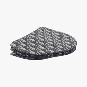 Pre-owned Christian Dior Saddle Navy×Gray Jacquard  shoulderbag | stylenewstar