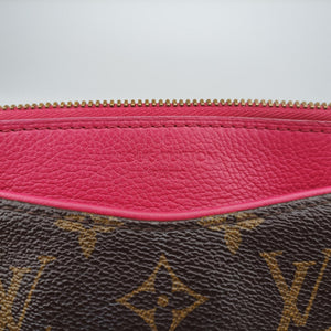 Pre-owned Louis Vuitton PALLAS brown×SAFRAN Monogram Canvas×calf leather M40929 shoulderbag | stylenewstar