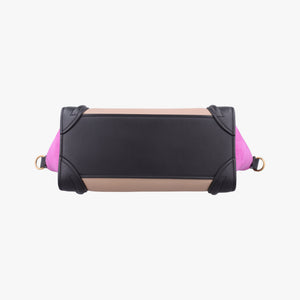 Pre-owned Celine luggage nano shopper Beige x Black x Purple leather x Suede  shoulderbag | stylenewstar