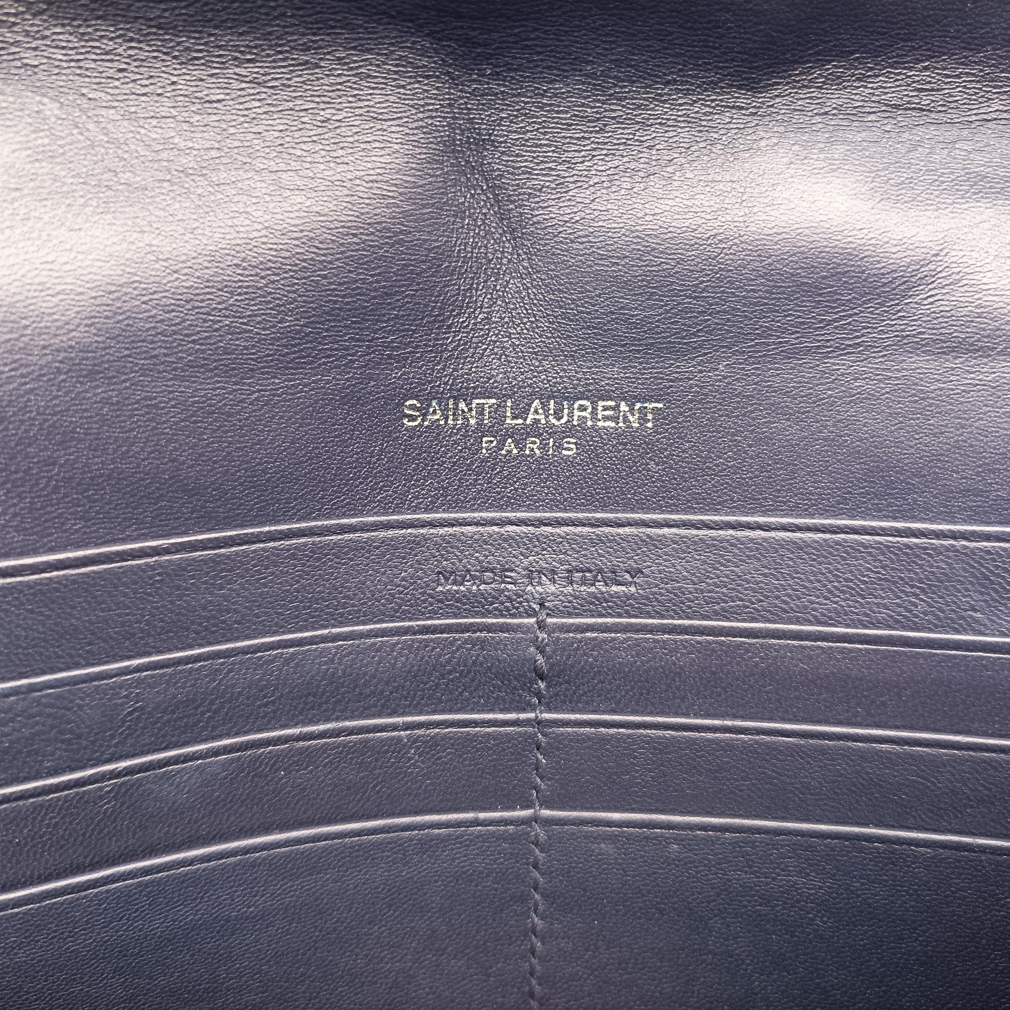 Pre-owned Yves Saint Laurent KATE Navy velour 491521 shoulderbag | stylenewstar