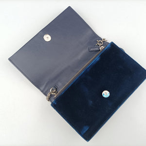 Pre-owned Yves Saint Laurent KATE Navy velour 491521 shoulderbag | stylenewstar