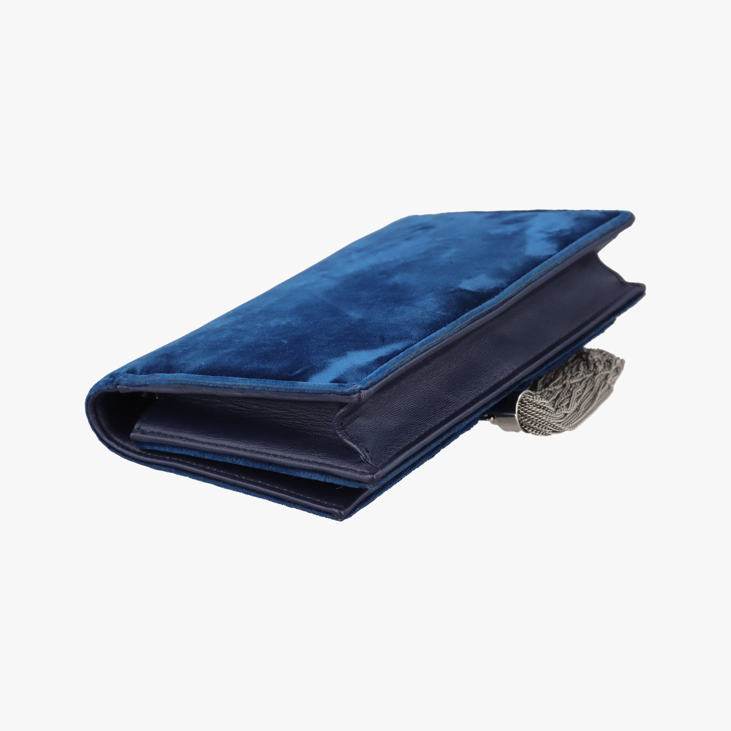 Pre-owned Yves Saint Laurent KATE Navy velour 491521 shoulderbag | stylenewstar