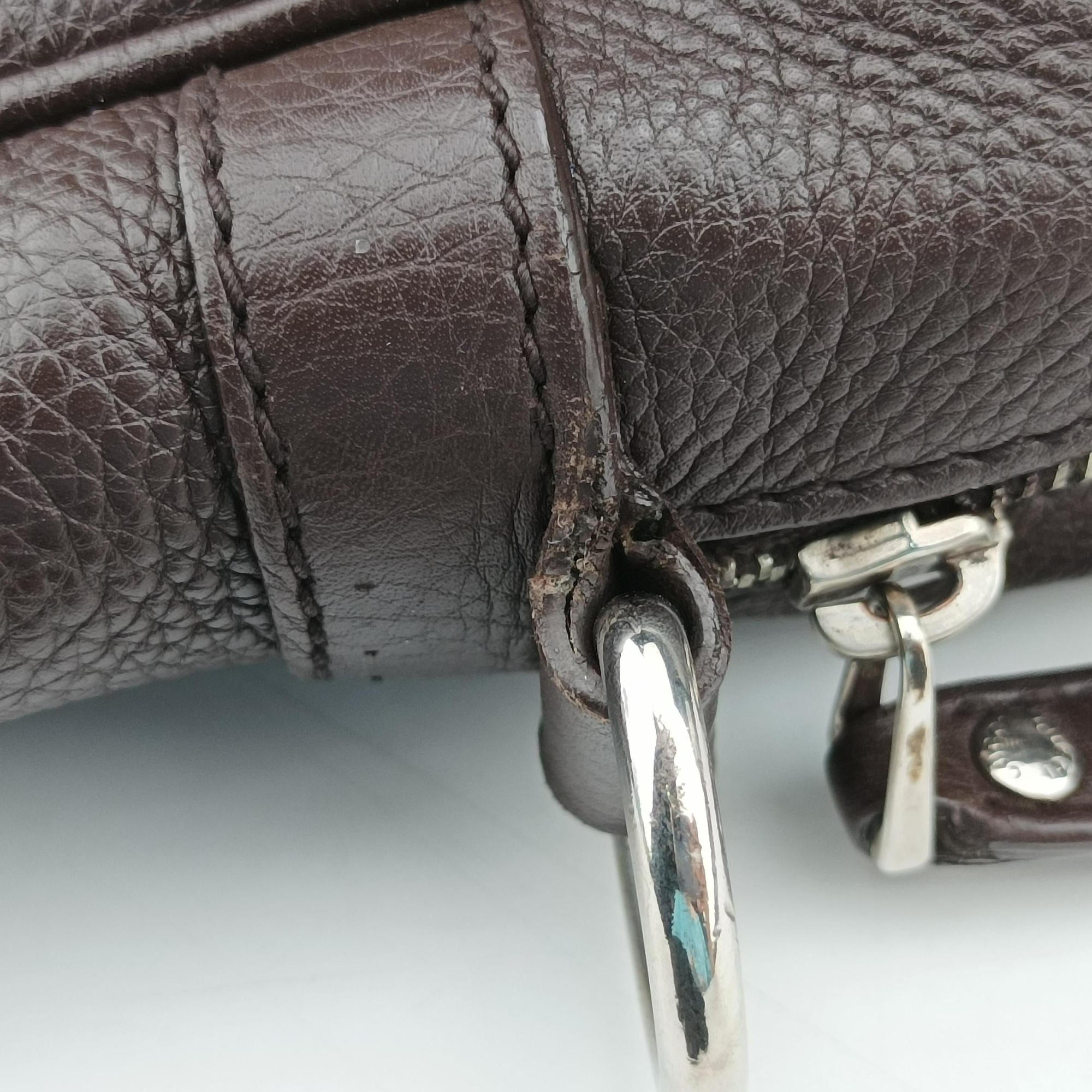 Pre-owned Gucci Briefcase business Brown leather 231850 shoulderbag | stylenewstar