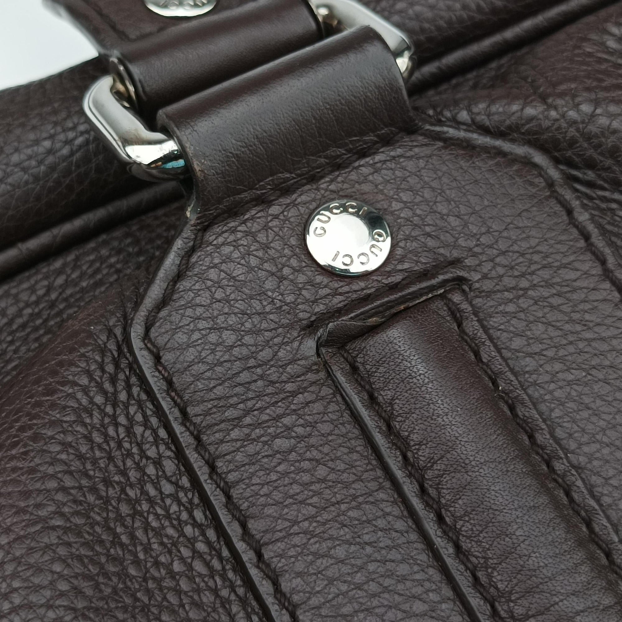 Pre-owned Gucci Briefcase business Brown leather 231850 shoulderbag | stylenewstar