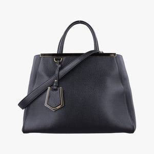 Pre-owned Fendi 2 JOURS Black Leather 8BH250 shoulderbag | stylenewstar