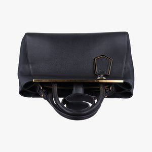 Pre-owned Fendi 2 JOURS Black Leather 8BH250 shoulderbag | stylenewstar