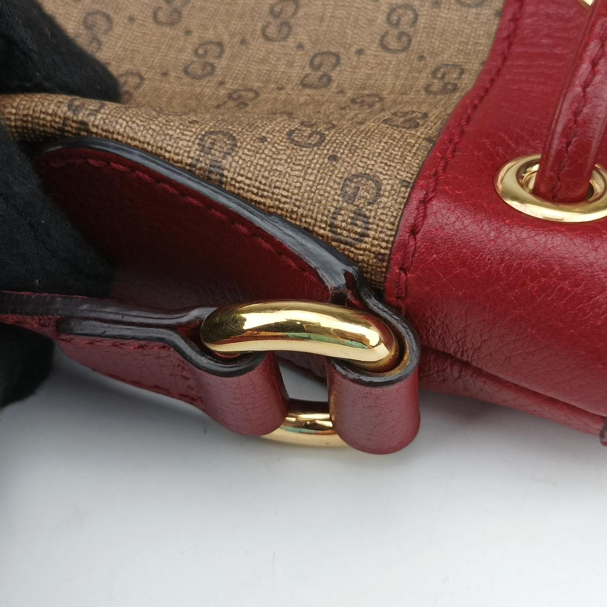 Pre-owned Gucci Doraemon collaboration Brown x red PVC coated canvas×Leather 655597 shoulderbag | stylenewstar