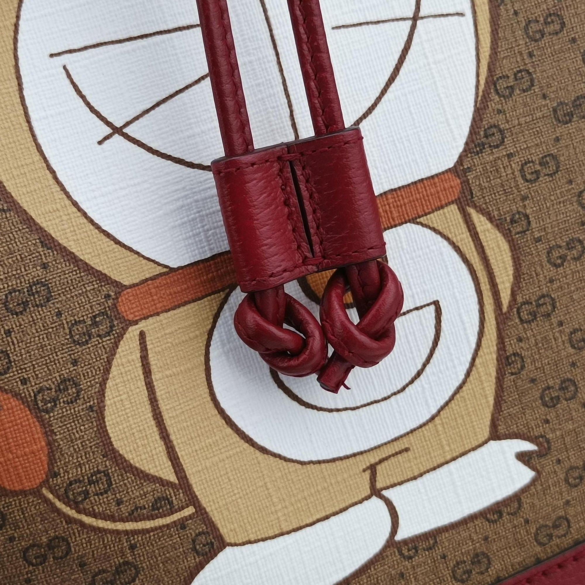 Pre-owned Gucci Doraemon collaboration Brown x red PVC coated canvas×Leather 655597 shoulderbag | stylenewstar