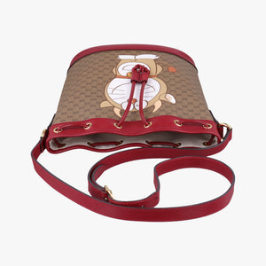Pre-owned Gucci Doraemon collaboration Brown x red PVC coated canvas×Leather 655597 shoulderbag | stylenewstar