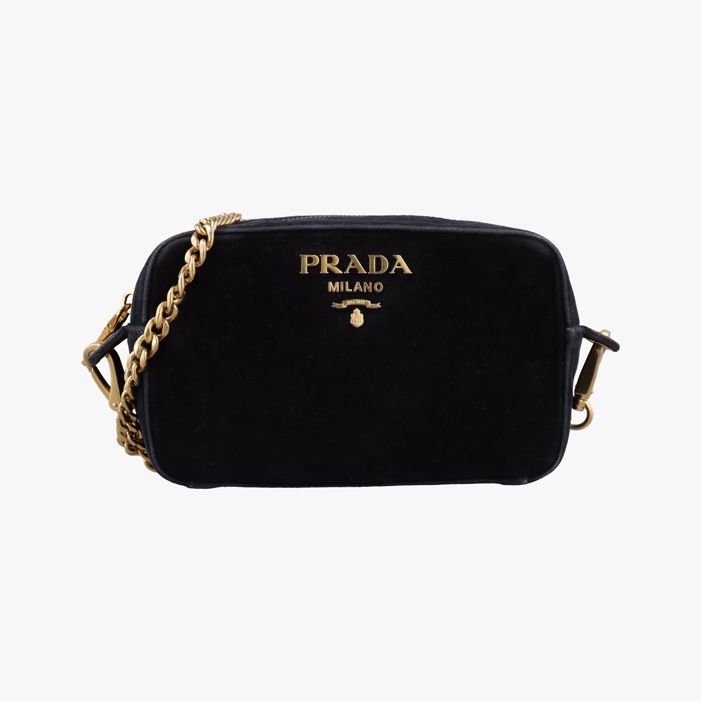 Pre-owned Prada Velluto Black Velour 1BH076 shoulderbag | stylenewstar