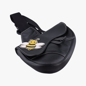 Pre-owned Christian Dior Saddle KAWS  Bee Black Leather  bum bag/waist bag | stylenewstar